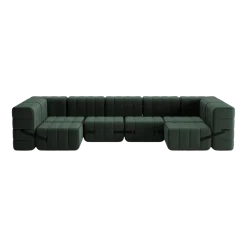 Canapé modulable forme u en tissu dama vert foncé 340x170x68cm Curt - Ambivalenz