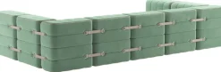 Canapé modulable forme u en velours barcelone vert clair 340x170x68cm Curt - Ambivalenz
