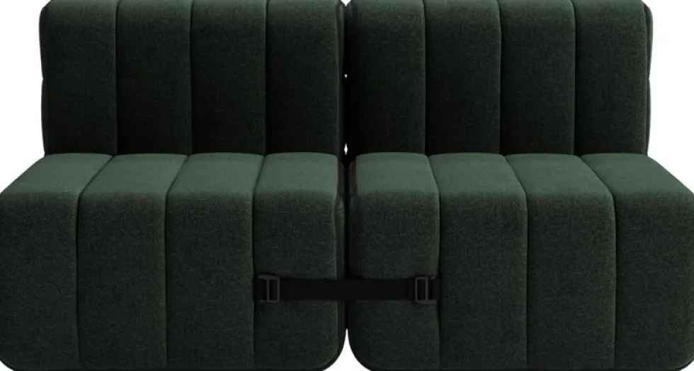 Canapé modulable 2 places en tissu dama vert foncé 136x102x68cm Curt - Ambivalenz
