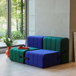 Canapé modulable 3 places en tissu dama vert foncé 204x102x68cm Curt - Ambivalenz