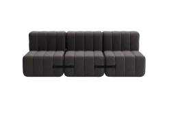 Canapé modulable 3 places en tissu jet gris marron 204x102x68cm Curt - Ambivalenz