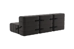 Canapé modulable 3 places en tissu jet gris marron 204x102x68cm Curt - Ambivalenz