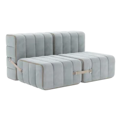 Canapé modulable 2 places en velours barcelone bleu clair 136x102x68cm Curt - Ambivalenz