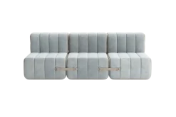 Canapé modulable 3 places en velours barcelone bleu clair 204x102x68cm Curt - Ambivalenz