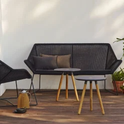 Canapé noir avec coussin d'assise écru Breeze - Cane-Line