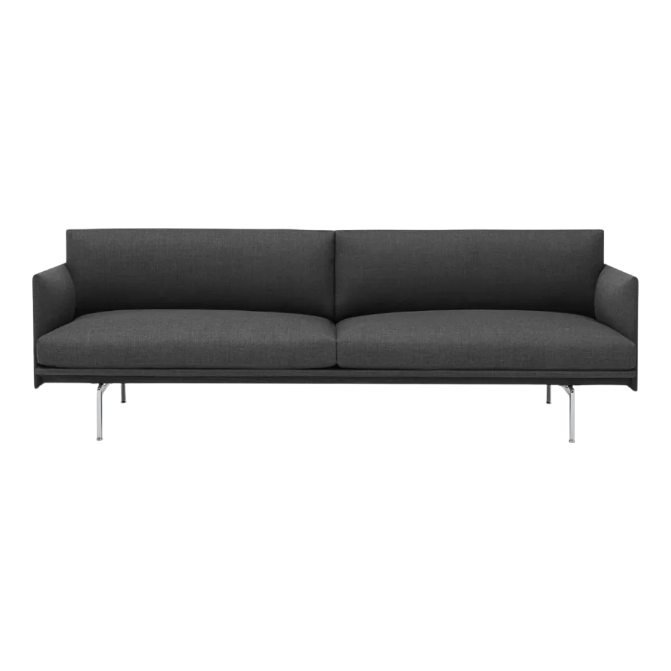 Canapé 3 places base en aluminium noir et tissu remix 163 Outline - Muuto