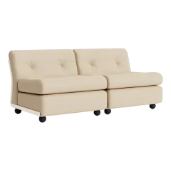 Canapé 2 places coque blanc crème et tissu beige Amanta - HAY