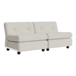 Canapé 2 places coque blanc crème et tissu gris beige Amanta - HAY