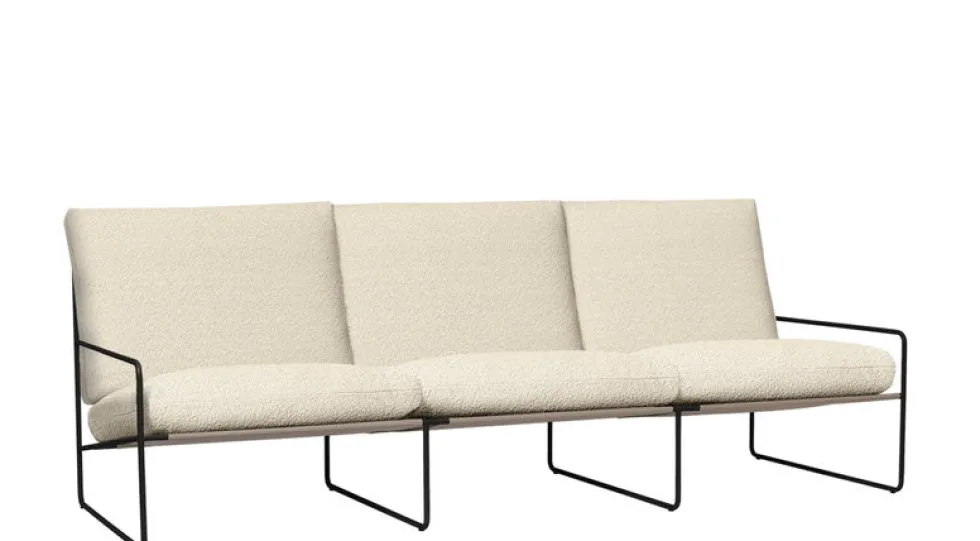 Canapé 3 places d'extérieur en acier noir et tissu beige 233x85x79cm Desert 1 - Ferm living
