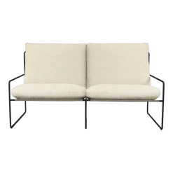 Canapé 2 places d'extérieur en acier noir et tissu beige 156x85x79cm Desert 1 - Ferm living