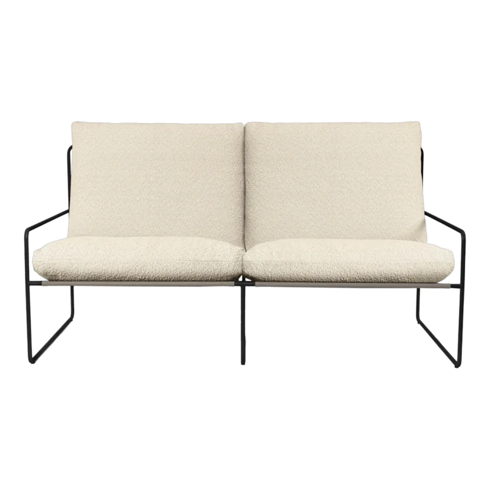 Canapé 2 places d'extérieur en acier noir et tissu beige 156x85x79cm Desert 1 - Ferm living