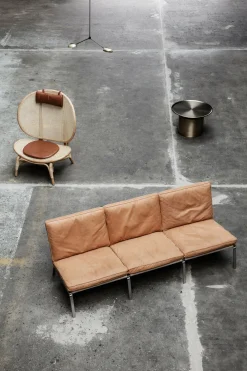 Canapé 3 places en acier et cuir camel Man - NORR11
