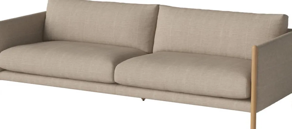 Canapé 3 places en chêne huilé et tissu en lin beige pure Hayden - Bolia