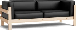 Canapé 3 places en cuir ultra 41599 noir et pin Kube - Normann Copenhagen