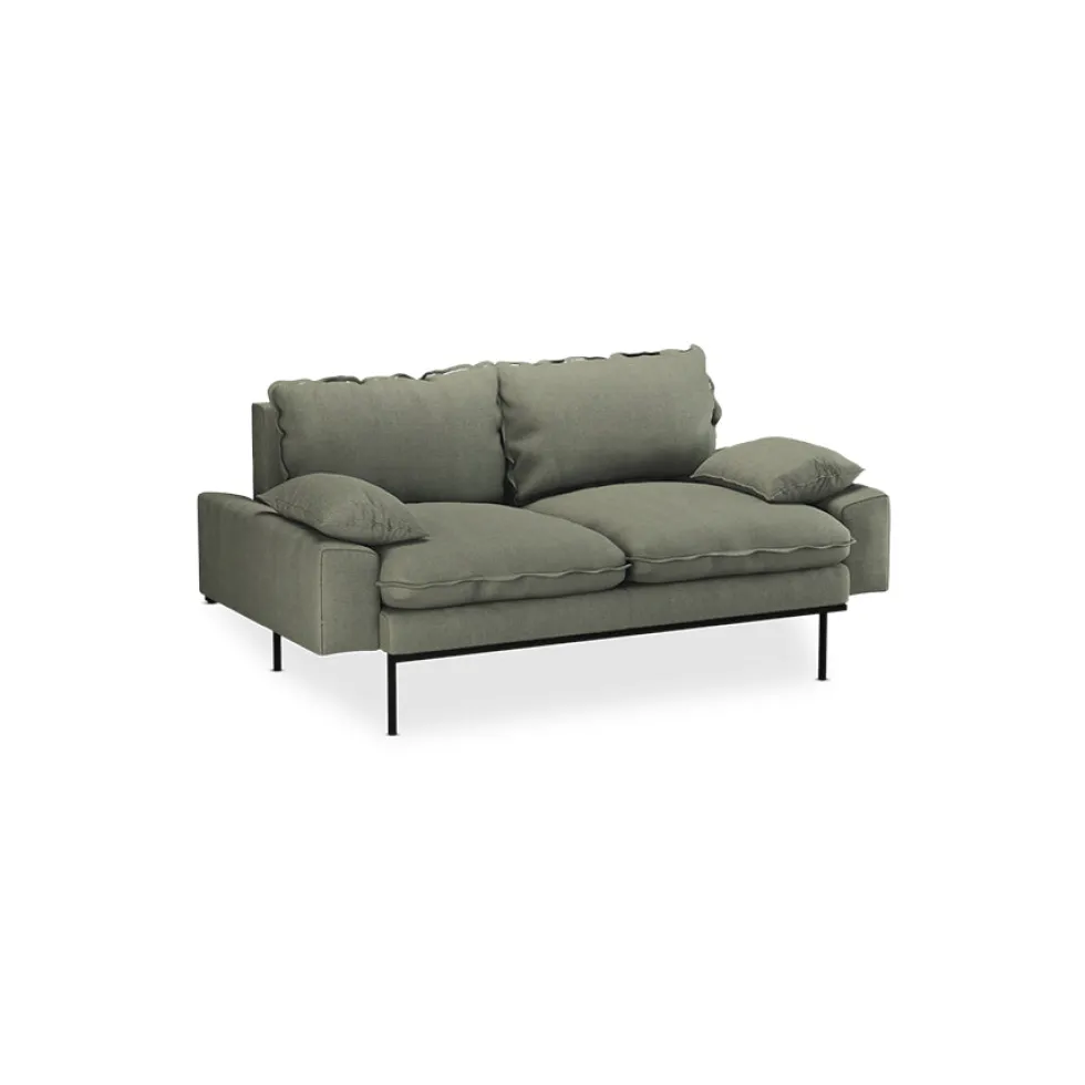 Canapé 2 places en lin vert kaki 175x95x83cm Rétro - HKLIVING