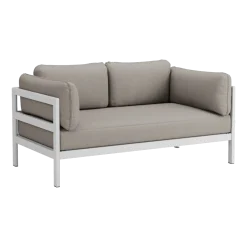 Canapé 2 places en métal gris austral et tissu beige Easy - Tiptoe