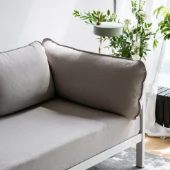 Canapé 2 places en métal gris austral et tissu beige Easy - Tiptoe