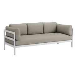 Canapé 3 places en métal gris austral et tissu beige Easy - Tiptoe