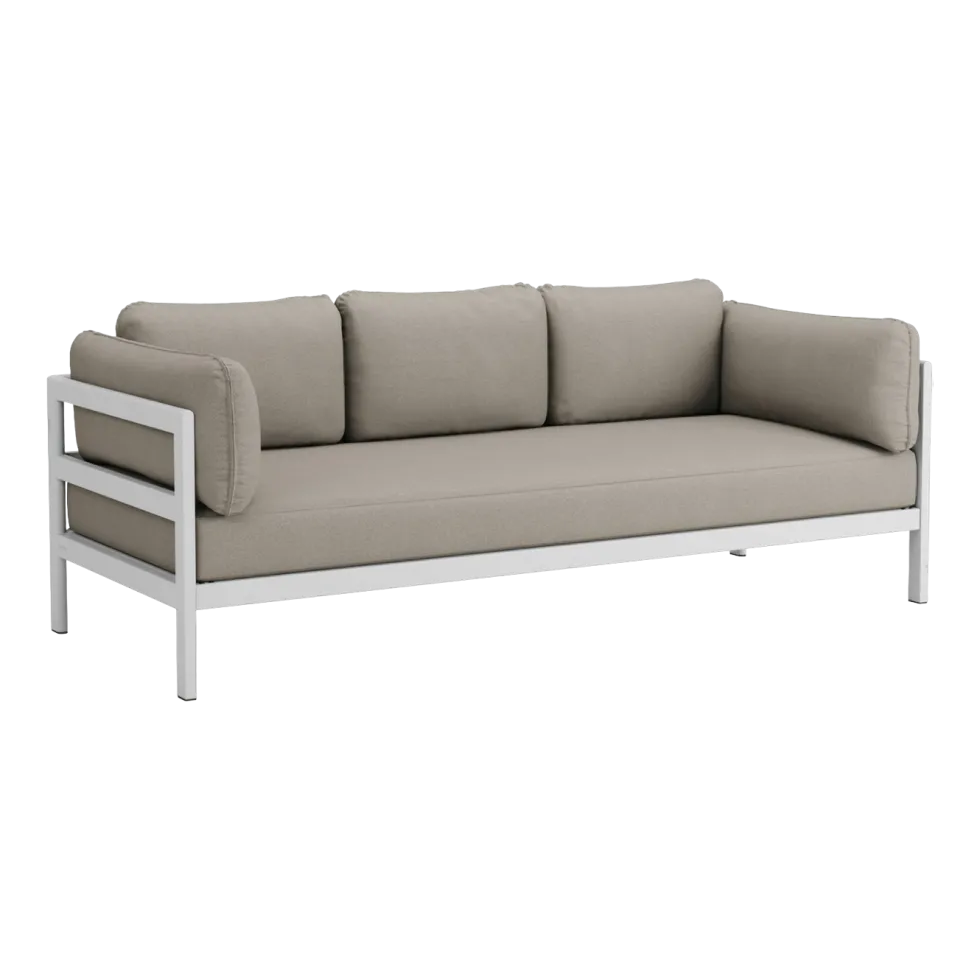 Canapé 3 places en métal gris austral et tissu beige Easy - Tiptoe