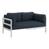 Canapé 2 places en métal gris austral et tissu bleu nuit Easy - Tiptoe