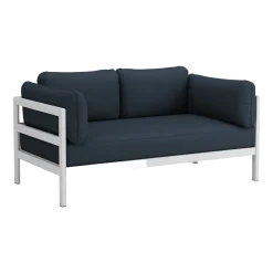 Canapé 2 places en métal gris austral et tissu bleu nuit Easy - Tiptoe