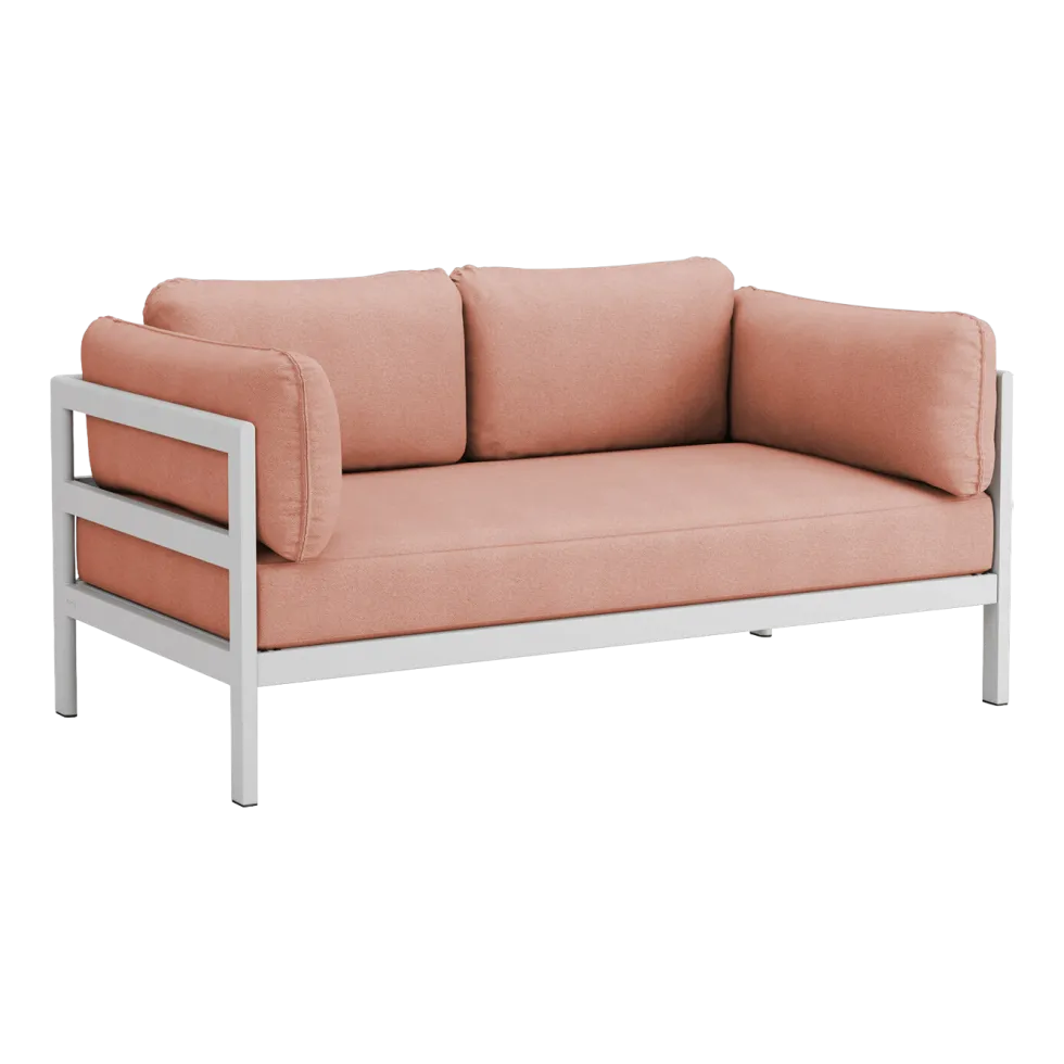 Canapé 2 places en métal gris austral et tissu rose chiné Easy - Tiptoe