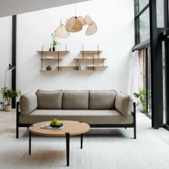 Canapé 3 places en métal noir et tissu beige Easy - Tiptoe