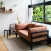 Canapé 2 places en métal noir et tissu rose chiné Easy - Tiptoe