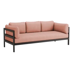 Canapé 3 places en métal noir et tissu rose chiné Easy - Tiptoe