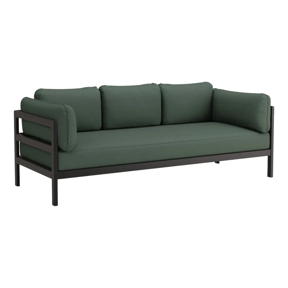 Canapé 3 places en métal noir et tissu vert Easy - Tiptoe