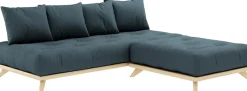 Canapé 2 places en pin et matelas bleu pétrole 200x90cm Senza - Karup Design