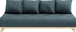 Canapé 2 places en pin et matelas bleu pétrole 200x90cm Senza - Karup Design