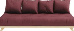 Canapé 2 places en pin et matelas coton bordeaux 200x90cm Senza - Karup Design
