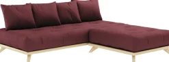 Canapé 2 places en pin et matelas coton bordeaux 200x90cm Senza - Karup Design