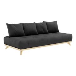 Canapé 2 places en pin et matelas gris foncé 200x90cm Senza - Karup Design