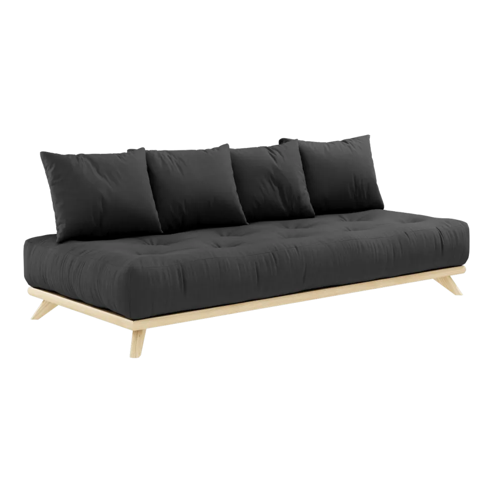Canapé 2 places en pin et matelas gris foncé 200x90cm Senza - Karup Design