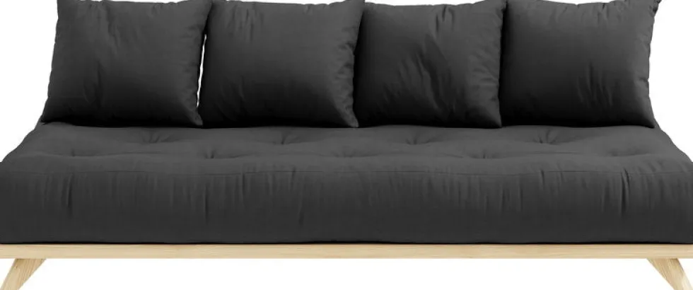 Canapé 2 places en pin et matelas gris foncé 200x90cm Senza - Karup Design