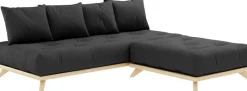 Canapé 2 places en pin et matelas gris foncé 200x90cm Senza - Karup Design