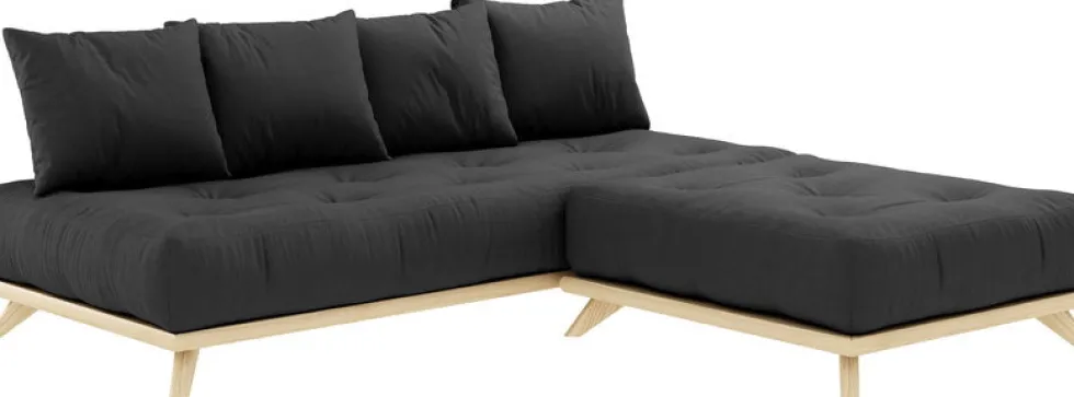 Canapé 2 places en pin et matelas gris foncé 200x90cm Senza - Karup Design