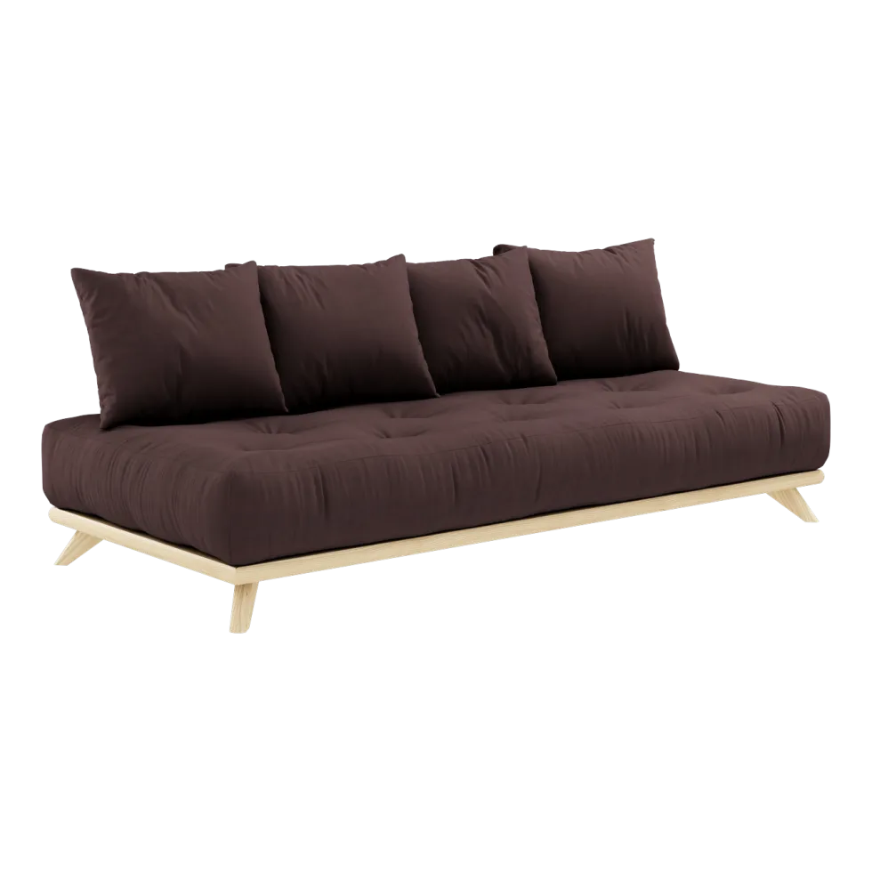 Canapé 2 places en pin et matelas marron 200x90cm Senza - Karup Design