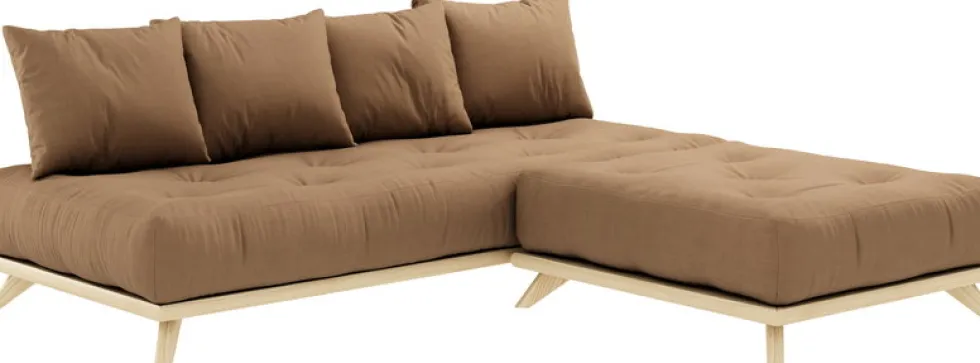 Canapé 2 places en pin et matelas mocca 200x90cm Senza - Karup Design