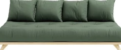 Canapé 2 places en pin et matelas vert olive 200x90cm Senza - Karup Design