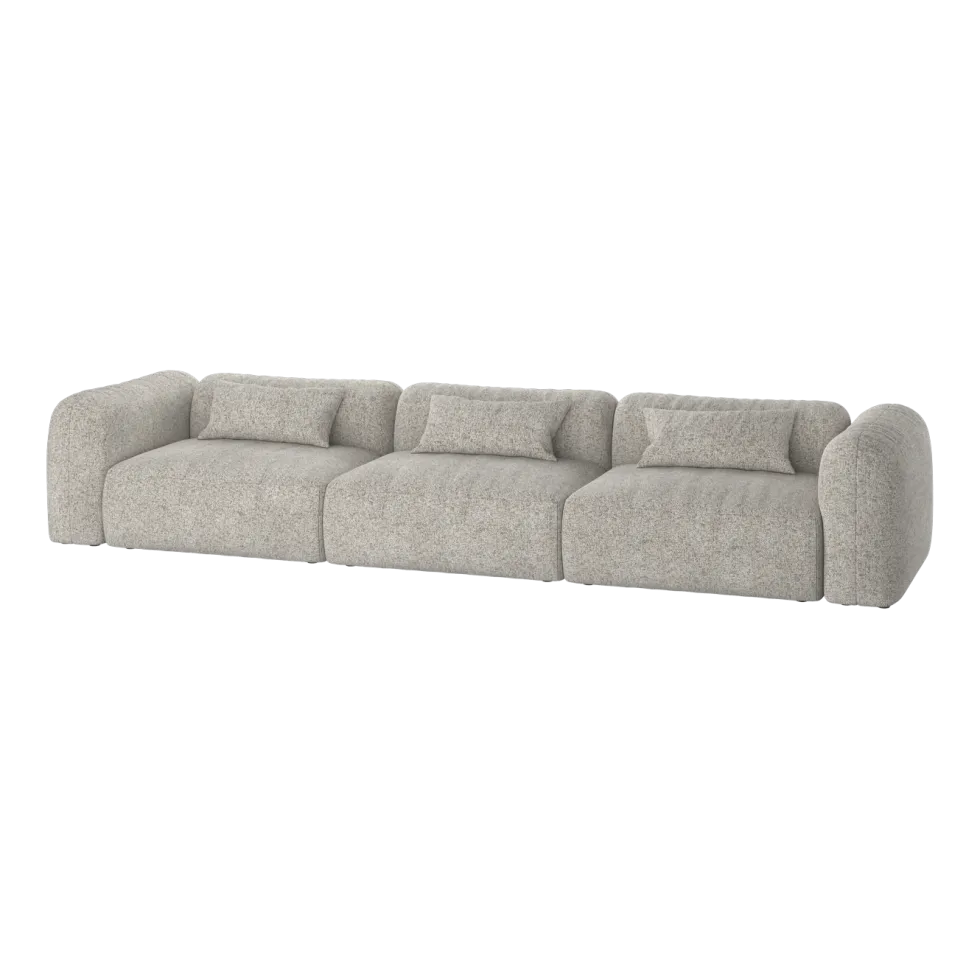 Canapé 4 places en polyester clay grey mélange Yaro - noo.ma