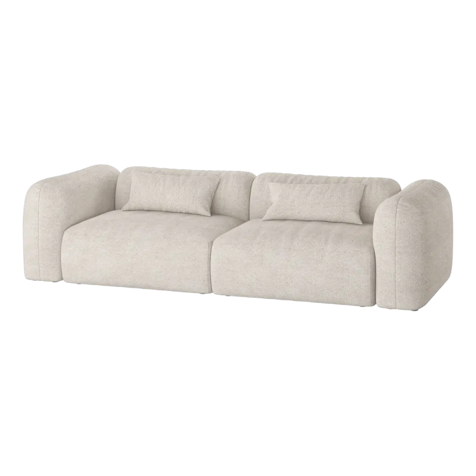 Canapé 3 places en polyester desert beige bouclé Yaro - noo.ma