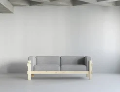 Canapé 3 places en tissu hallingdal 110 gris clair et pin Kube - Normann Copenhagen