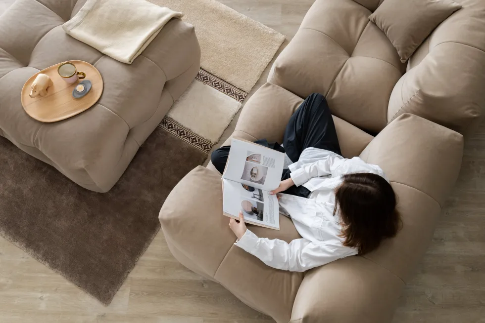 Canapé 3 places en tissu textum avelina beige 315cm Not-A-Sofa - EMKO