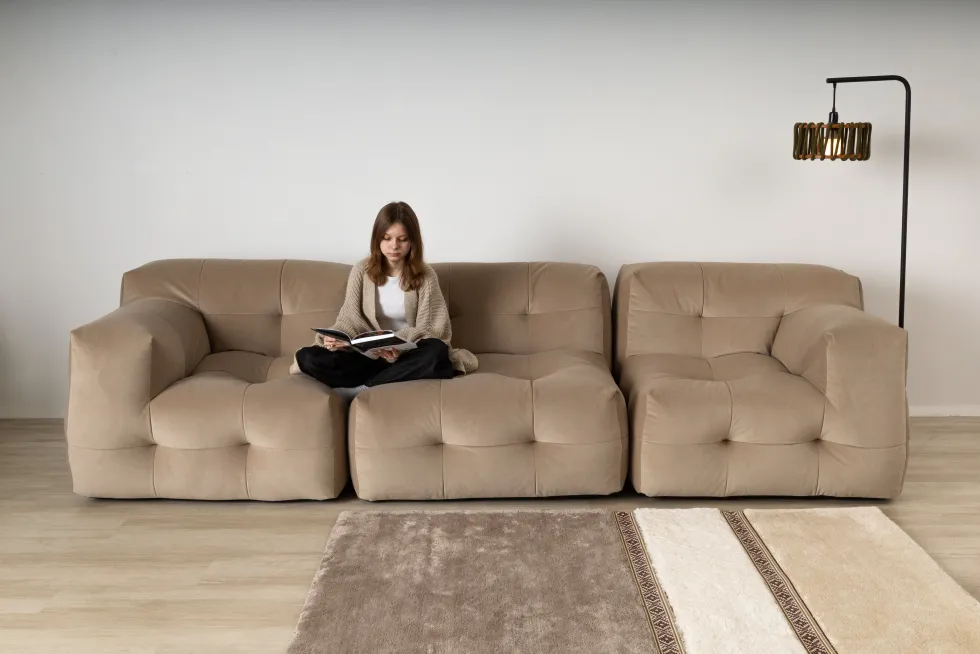 Canapé 3 places en tissu textum avelina beige 315cm Not-A-Sofa - EMKO