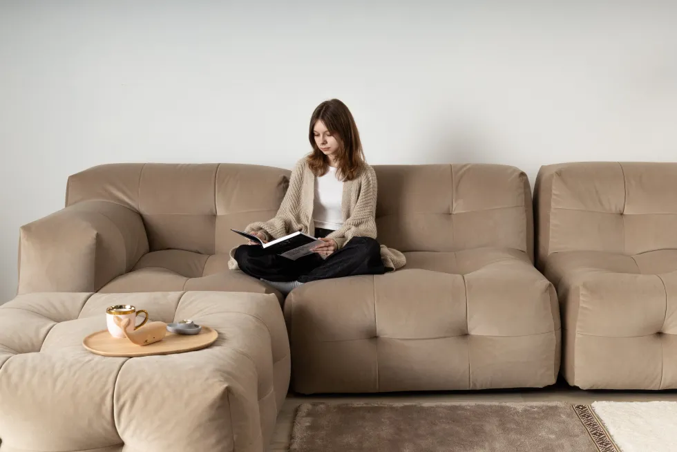 Canapé 3 places en tissu textum avelina beige 315cm Not-A-Sofa - EMKO