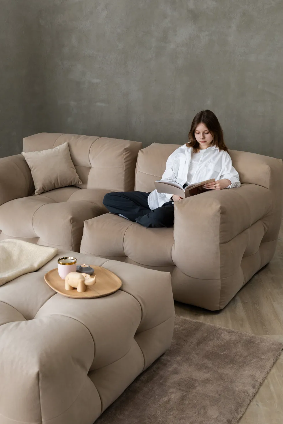Canapé 2 places en tissu textum avelina chocolat 210cm Not-A-Sofa - EMKO