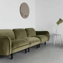 Canapé 3 places en velours beige Bean - Emko